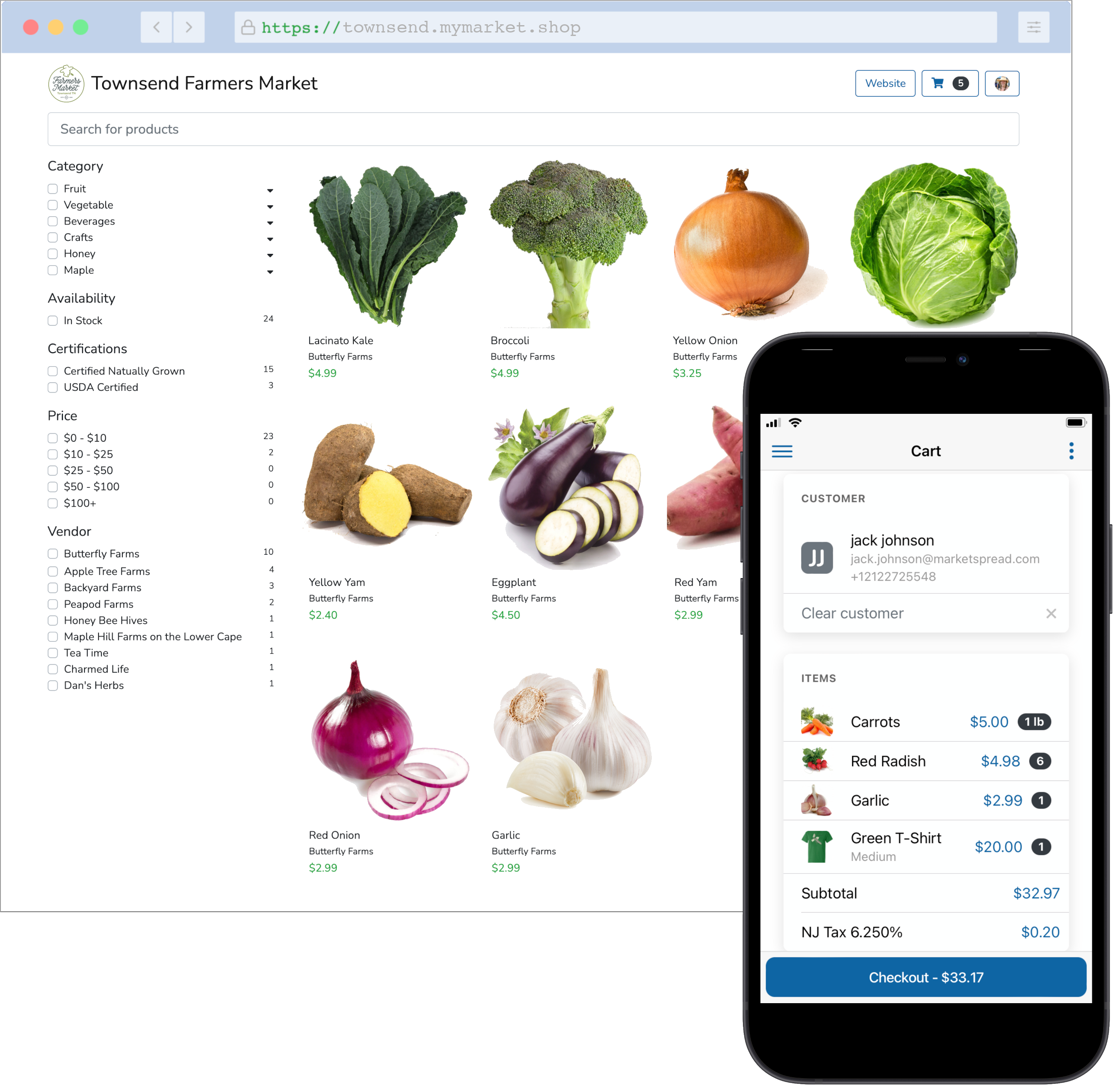marketspread online store screenshot